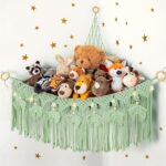 ANROYE Macrame Stuffed Animal Storage with Star Light, Bear Green Hammock for Gi... - Image 2