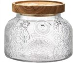 ANSQU Vintage Glass Food Storage Jar, Glass Jar with Wooden Lid, 25.4 FL OZ Deco... - Image 2