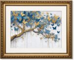 ARPEOTCY Vintage Gold Framed Wall Art Decor, 13x16 Inch Blue and Gold Butterfly ... - Image 2