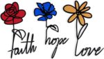 AUDRWALL Faith Hope Love Metal Wall Decor 3 Pieces Inspirational Black Letter Si... - Image 2