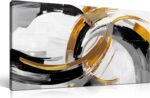 AUUZAIUA Large Abstract Canvas Wall Art for Living Room Black White and Gold Min... - Image 2