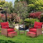 AVAWING 5 Pieces Patio Furniture Set, Outdoor Rattan Chairs with Metal Coffee Ta... - Image 2