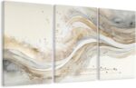 AVECCO 3 Pieces Gold Wave Abstract Wall Art, Modern Pictures Canvas Stylish Wall... - Image 2