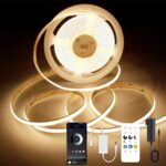 AXMOTUT COB LED Strip Lights with Remote, 24V 9.84ft Warm White Dimmable LED Lig... - Image 2