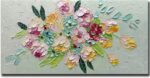 AZAVY ART,24X48 Inch Modern Hand Painted Textured Colorful Flowers Bouquet Wall ... - Image 2