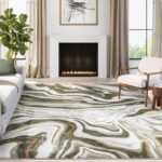 Abani Green Intertwined Lines Area Rug – 5' x 8' – Contemporary Swirl Design – R... - Image 2