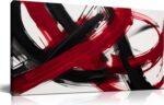 Abstract Canvas Wall Art for Bedroom Black and Red Wall Decor for Living Room Mo... - Image 2