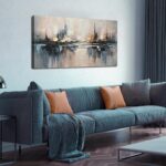 Abstract Canvas Wall Art for Bedrooom Blue and Gray Wall Decor for Living Room C... - Image 2