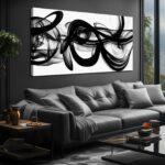 Abstract Canvas Wall Art for Living Room Large Size,Black and White Pictures for... - Image 2