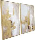 Abstract Gold and Beige Canvas Wall Art – 2 Piece 20 x 28 Inches Framed Prints w... - Image 2