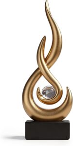 Abstract Golden Flame Art Deco Sculpture - Luxury Living Room Decor with Crystal... - Image 2