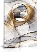 Abstract Wall Art Modern Abstract Wall Decor Gray And Gold Canvas Picture Painti... - Image 2
