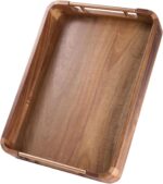 Acacia Wood Serving Tray with Handles - 17'' x 13'' Rectangular Decorative Ottom... - Image 2