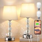 Acaxin Crystal Table Lamp Set of 2 for Bedroom/Living Room, 14.6in (Beige) - Image 2