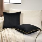 Aeckself Pack of 2 Pure Black Velvet Pillow Covers 24 x 24 Inch, Large Modern Lu... - Image 2