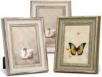 Afuly 5x7 Vintage Picture Frames Set of 3, Antique Retro Photo Frame Gold Pictur... - Image 2