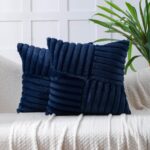 All Smiles Couch Decorative Throw Pillow Covers 18x18 Set of 2 Faux Fur Plush So... - Image 2