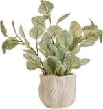 AlphaAcc 12.6" Artificial Plant Eucalyptus in White Embossed Ceramic Pot Lifelik... - Image 2
