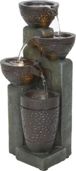 Alpine Corporatio 14" Tall Stoned Jar Cascading Water Fountain with LED Lights, ... - Image 2