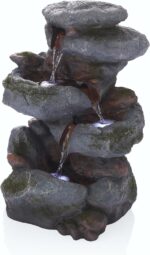 Alpine Corporation 22" Tall 3-Tier Outdoor Rock Waterfall Fountain with LED Ligh... - Image 2