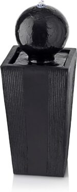 Alpine Corporation GIL786 Outdoor Floor Modern Sphere and Pedestal Soothing Wate... - Image 2
