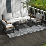 Aluminum Outdoor Furniture with Coffee Table,5 Seats Patio Furniture Set Section... - Image 2
