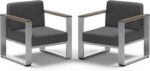 Aluminum Outdoor Patio Furniture, 2 Pieces Armchairs, All-Weather Metal Modern O... - Image 2