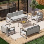 Aluminum Outdoor Patio Furniture Set, 7 Seats Outdoor Patio Conversation Sets wi... - Image 2