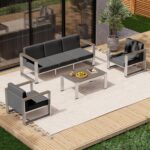 Aluminum Patio Furniture Set, 5 Seats Outdoor Patio Conversation Sets with Ergon... - Image 2