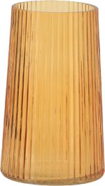 Amber Glass Vase for Flower, Flower Vase for Bouquet, Modern Glass Vases, Ribbed... - Image 2