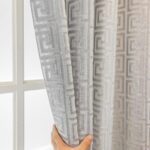Amidoudou 1 Pair Luxury Geometric Sheer Curtains for Living Room Jacquard Tulle ... - Image 2