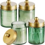 Amolliar Sage Green Apothecary Glass Jar With Metal Lid & Stickers, Bathroom Qti... - Image 2