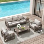 Amopatio Aluminum Patio Furniture Set, 6 Pieces Modern Metal Outdoor Furniture, ... - Image 2