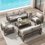 Amopatio Aluminum Patio Furniture Set, 8 Pieces Modern Metal Outdoor Furniture, ... - Image 2