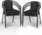 Amopatio Outdoor Dining Chairs Set of 6, Stackable Outdoor Patio Chairs, Rattan ... - Image 2
