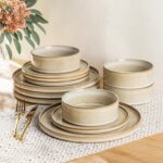 AmorArc Ceramic Dinnerware Sets, Handmade Reactive Glaze Stoneware Plates and Bo... - Image 2