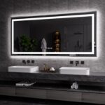 Amorho 77"X36" LED Bathroom Mirror, Brushed Nickel Framed Mirror with Front Ligh... - Image 2