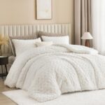 Andency Fluffy Sherpa Queen Comforter Set, Super Soft White Fleece Warm Bedding ... - Image 2
