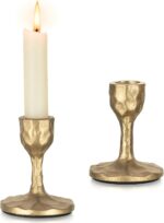 Antique Brass Candlestick Holders: Cast Iron Taper Candle Holder Handcrafted Gol... - Image 2
