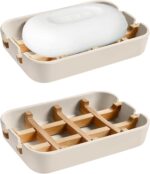 Aoheuo Modern Bamboo Fiber soap Holder and soap Dish Combination (Removable), Of... - Image 2