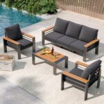 Aoxun Aluminum Outdoor Patio Furniture Set, 5 Seats Outdoor Sectional with Coffe... - Image 2