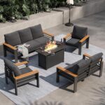Aoxun Patio Furniture Set, Aluminum Patio Set with Fire Pit Table and 5" Thicken... - Image 2