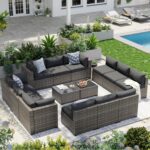 Aoxun Patio Furniture Sets, 14-Piece Outdoor Patio Furniture with 44'' Propane G... - Image 2