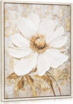 Arborus Wall Art Maglonia Flower Small Canvas Oil Painting Hand Painted Gold-Whi... - Image 2