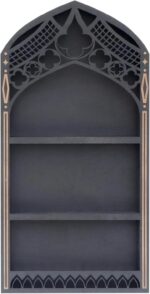Arch-Shaped Black and Gold Wooden Shelf, Pattern French Wall Rack, 3-Layer Displ... - Image 2