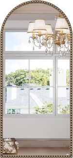 Arched Gold Antique Mirror with Beaded, 22"x48" Gold Arch Bathroom Vanity Mirror... - Image 2