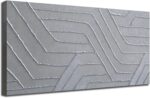 Arjun Modern Abstract Textured Wall Art Geometric Silver Grey Canvas Painting,Ha... - Image 2