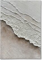Art Hand-Painted White and Brown Gradient Wavy Texture Abstract Oil Painting 40x... - Image 2