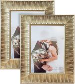 ArtbyHannah 5x7 Gold Picture Frames Set of 2, Ornate Vintage Golden Photo Frames... - Image 2