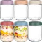 Artcochan Overnight Oats Containers with Lids 16 oz Glass Jars 6 Pack Glass Maso... - Image 2